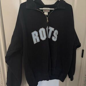 Roots Black Sweater with Blue Lettering (Unisex)